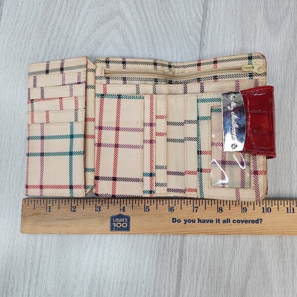 Liz Claiborne Red Trifold Wallet 6x3 Polyvinyl Clutch Billfold Read Flaws Vtg ? - Picture 12 of 12